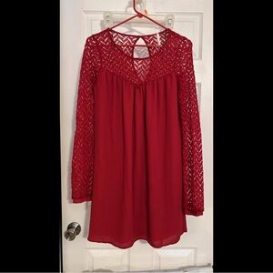 Sage Red Long Sleeve Dress